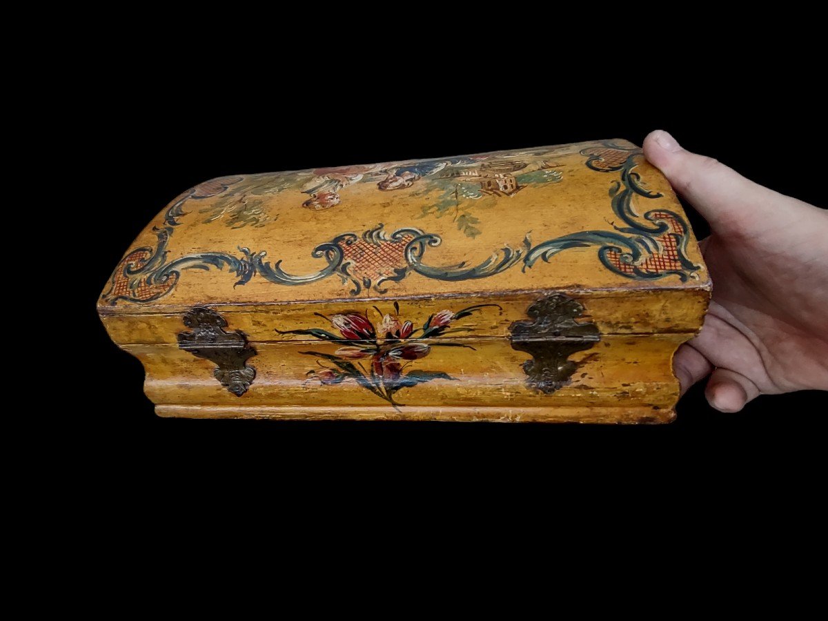 Bella scatola veneziana in legno dipinto XVIII secolo -photo-4