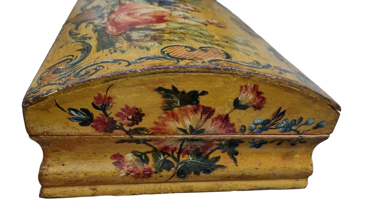 Bella scatola veneziana in legno dipinto XVIII secolo -photo-5
