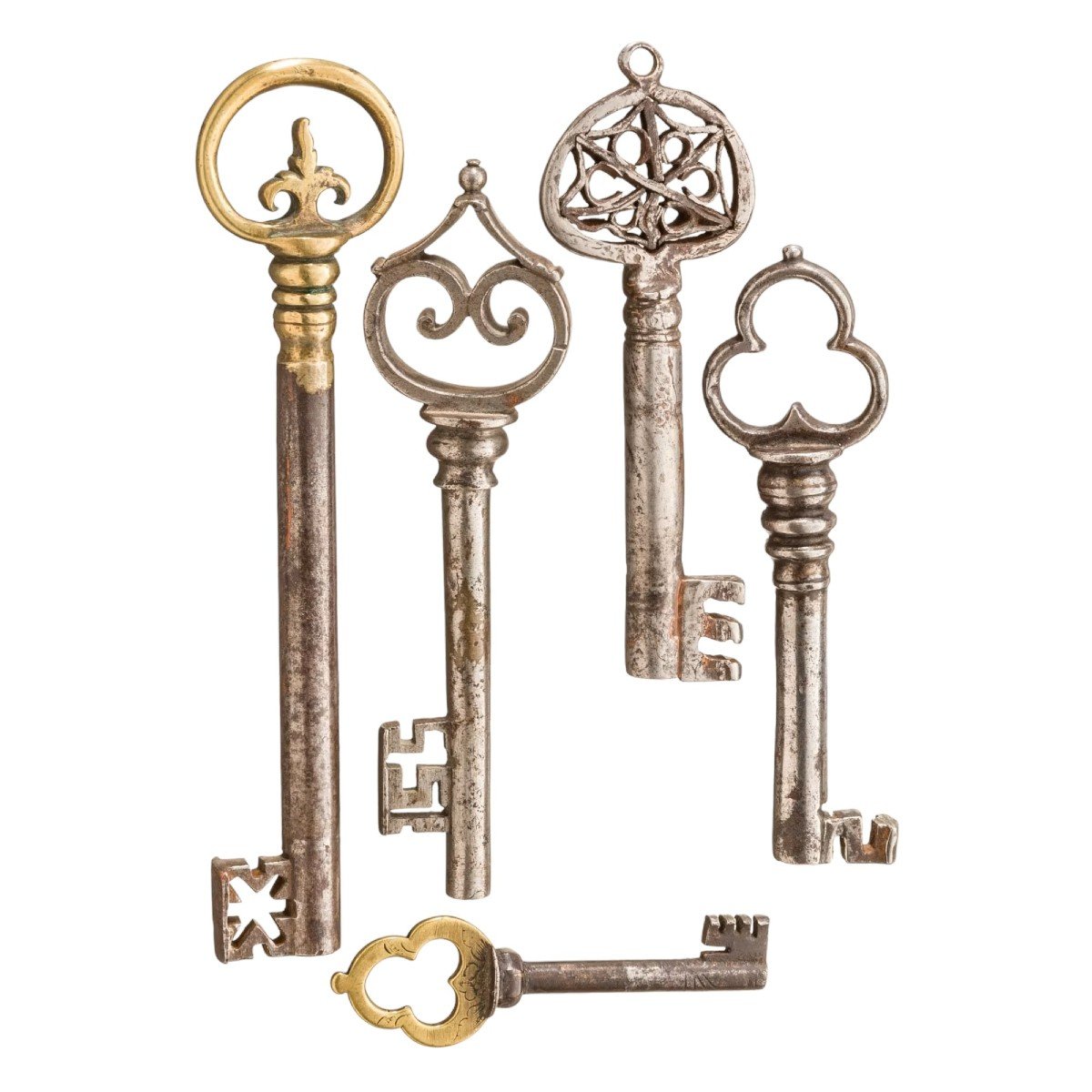 Piccola collezionendi 5 chiavi italiane e tedesche XVI-XVIII secolo-photo-2
