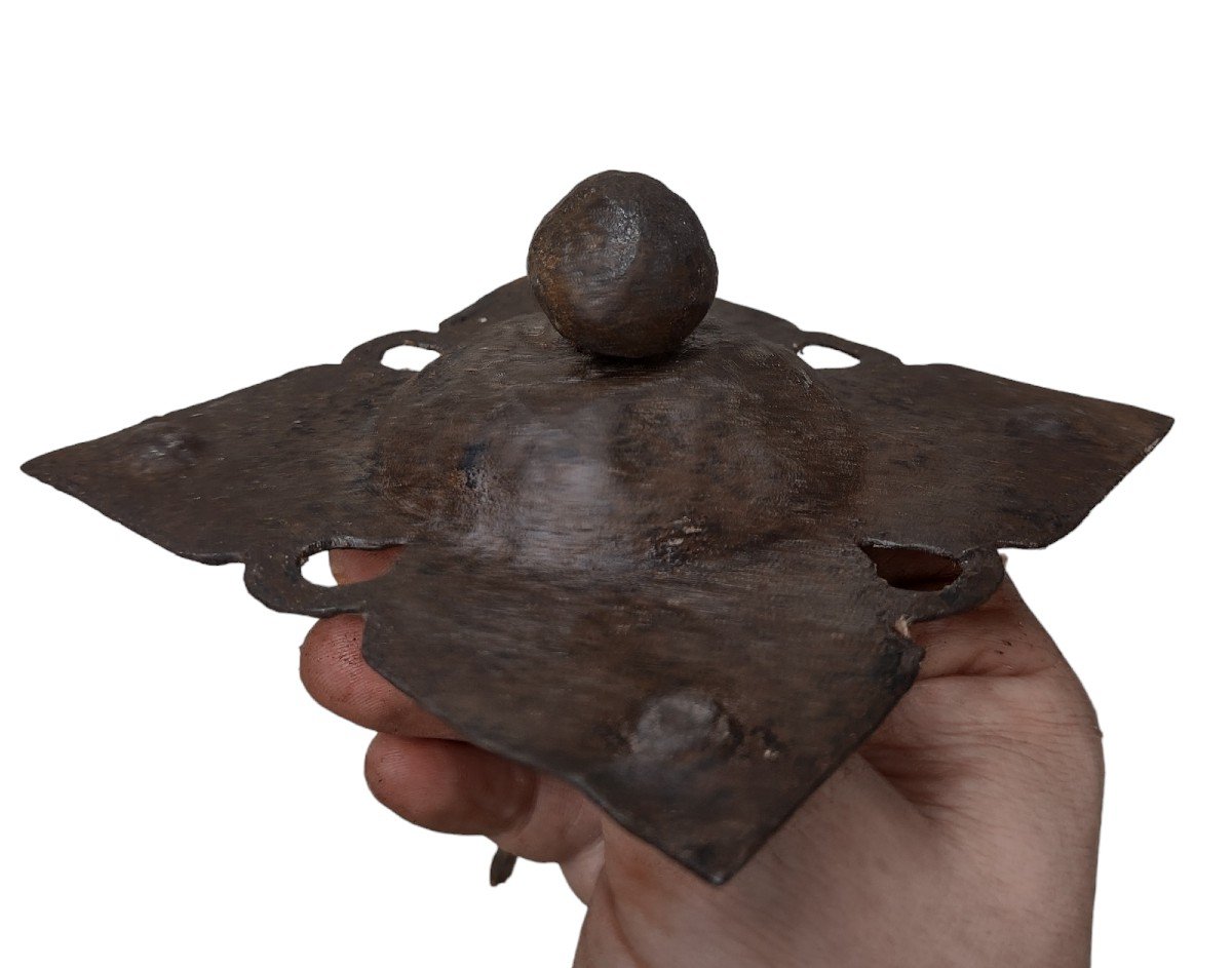 4 Enormi chiodi in ferro forgiato e sbalzato XVII secolo-photo-4