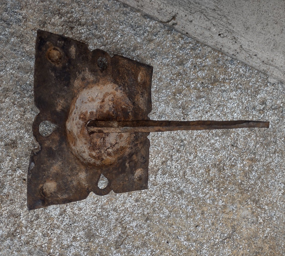 4 Enormi chiodi in ferro forgiato e sbalzato XVII secolo-photo-3