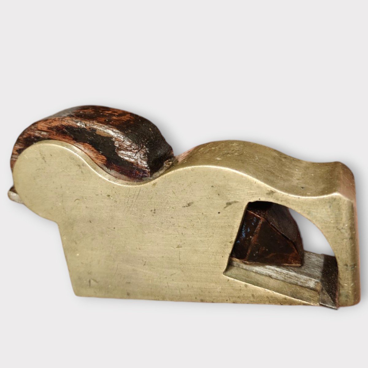 "Bull nose" pialla per finiture inglese in bronzo e palissandro-photo-3