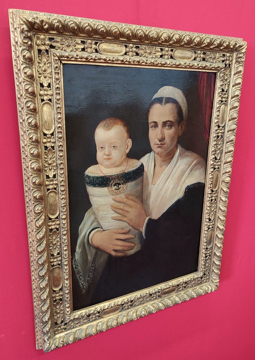 Ritratto di donna con bambino scuola bolognese XVI/XVII secolo