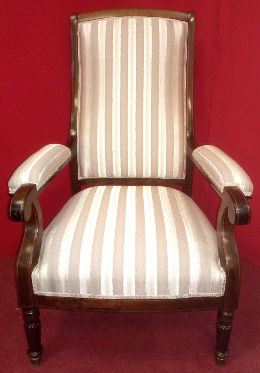 Fauteuil Anglais Avec Tissu à Rayures-photo-4