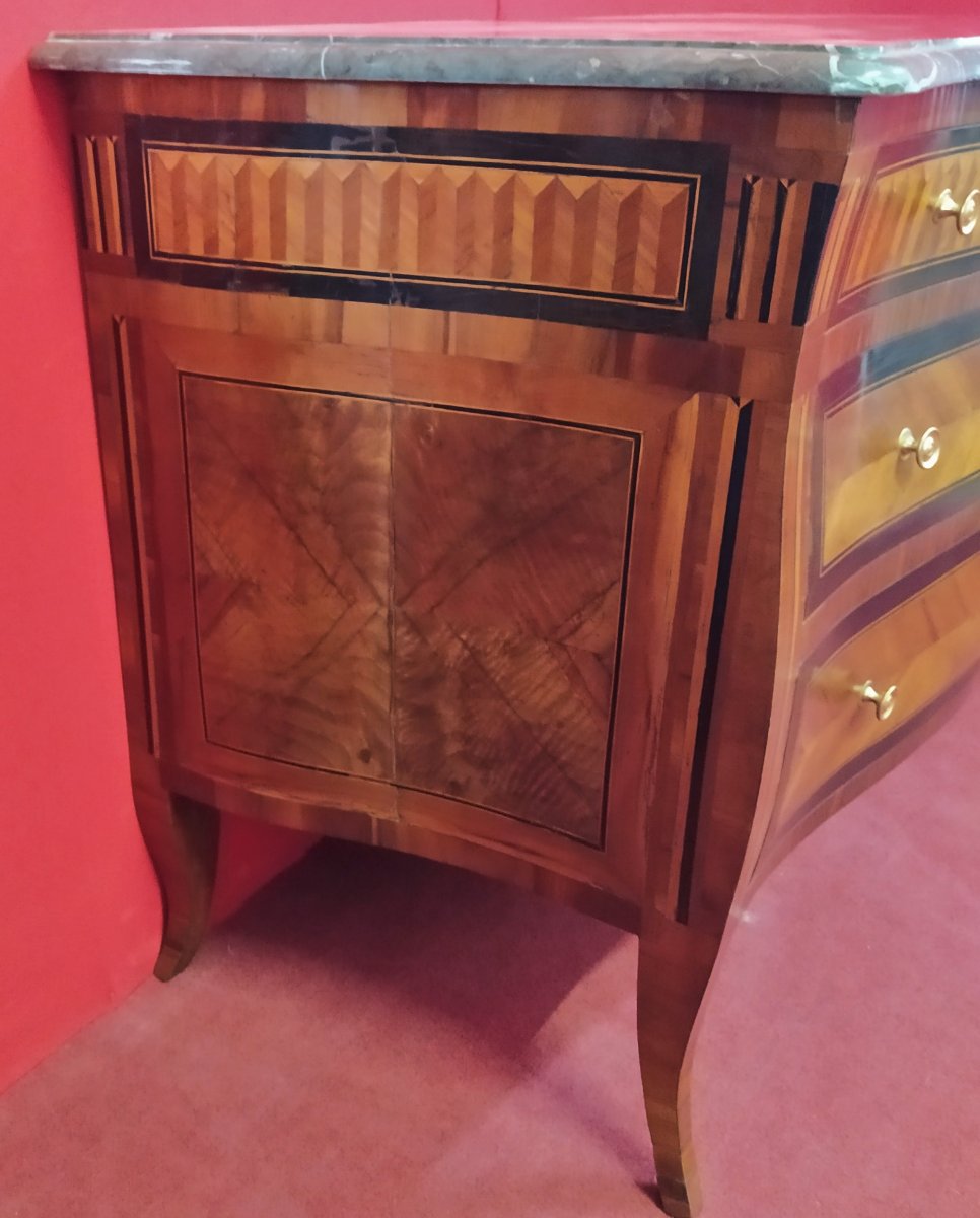 Commode Avec Plateau En Marbre, Plaqué Noyer-photo-3