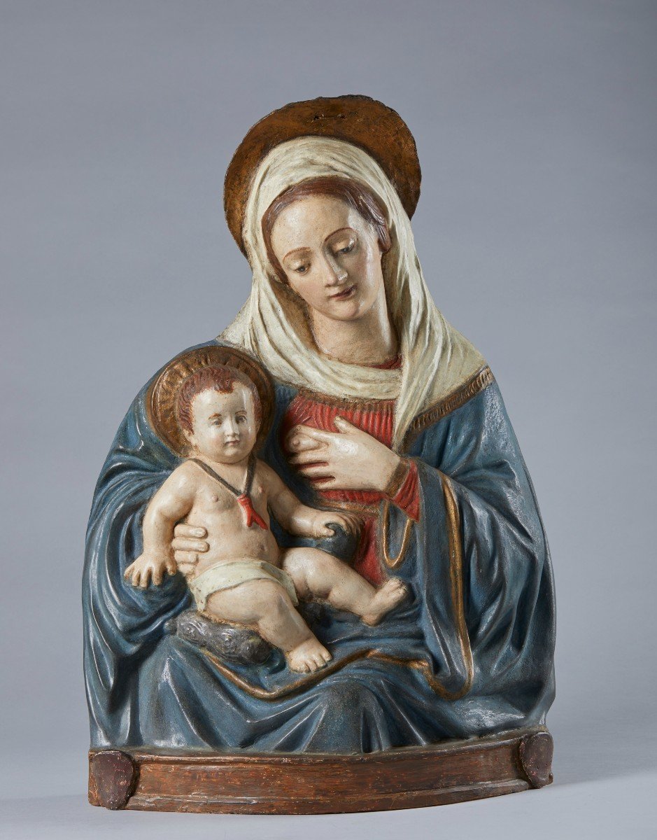 Madonna del Latte  rilievo in stucco policromo-photo-4