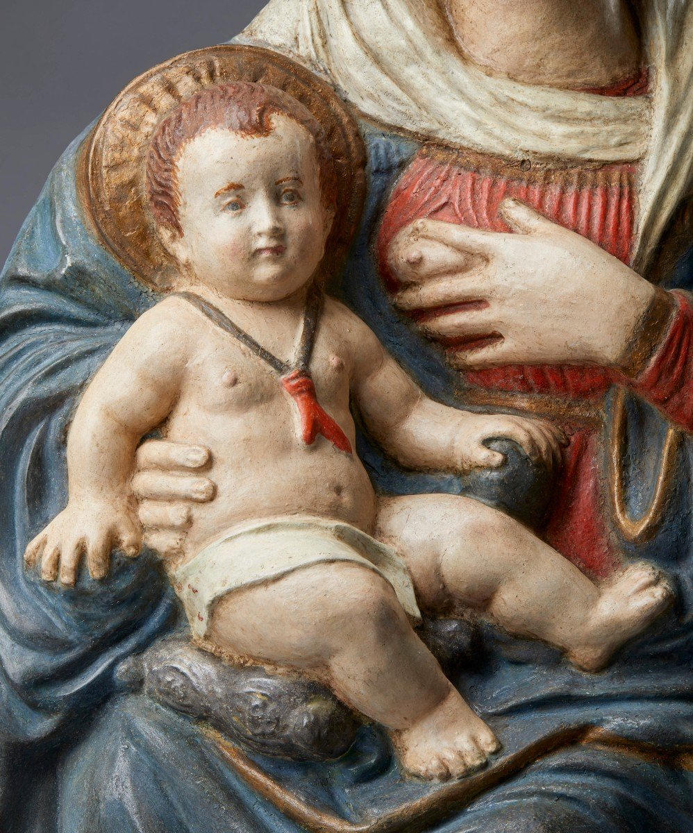 Madonna del Latte  rilievo in stucco policromo-photo-1