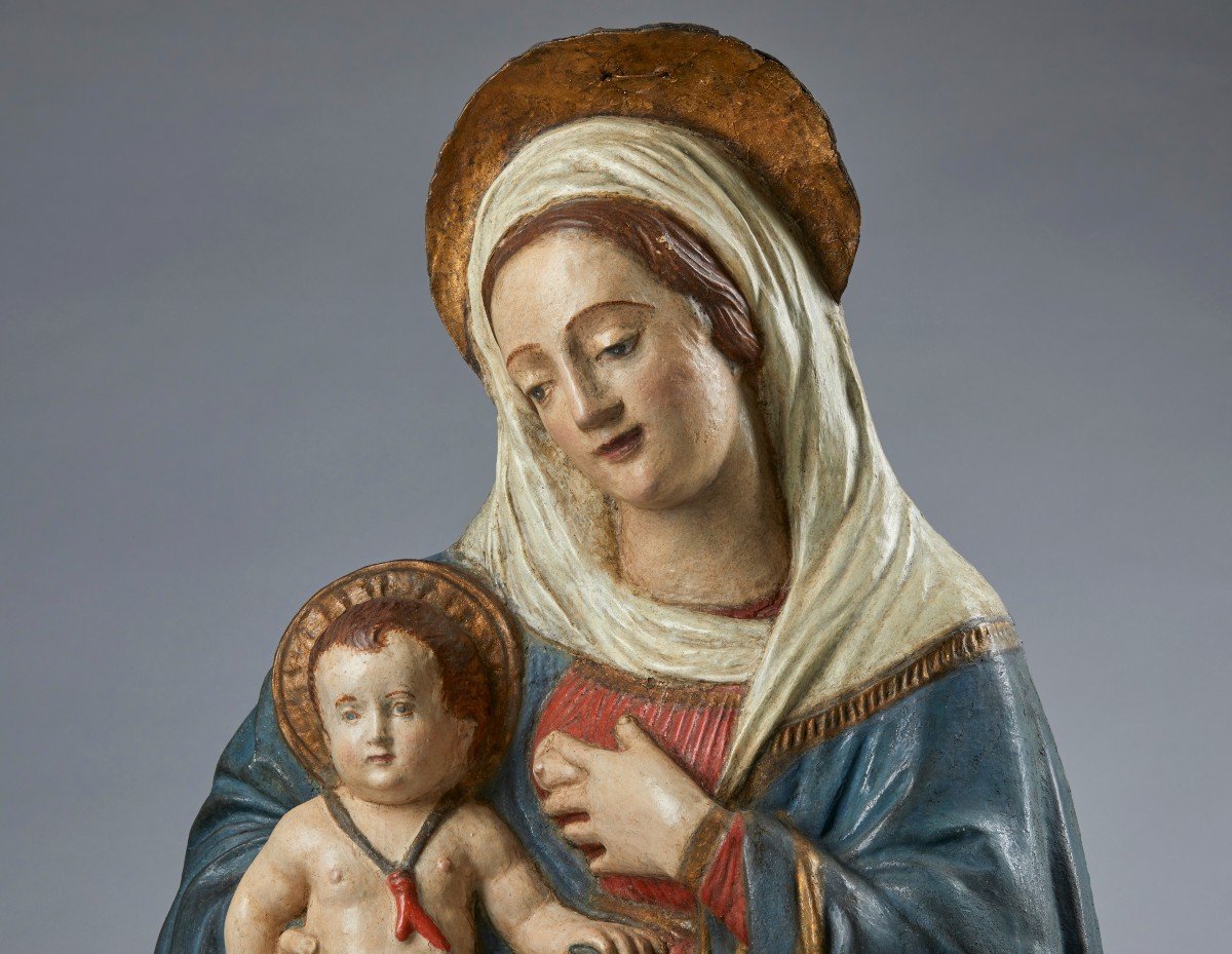 Madonna del Latte  rilievo in stucco policromo-photo-3