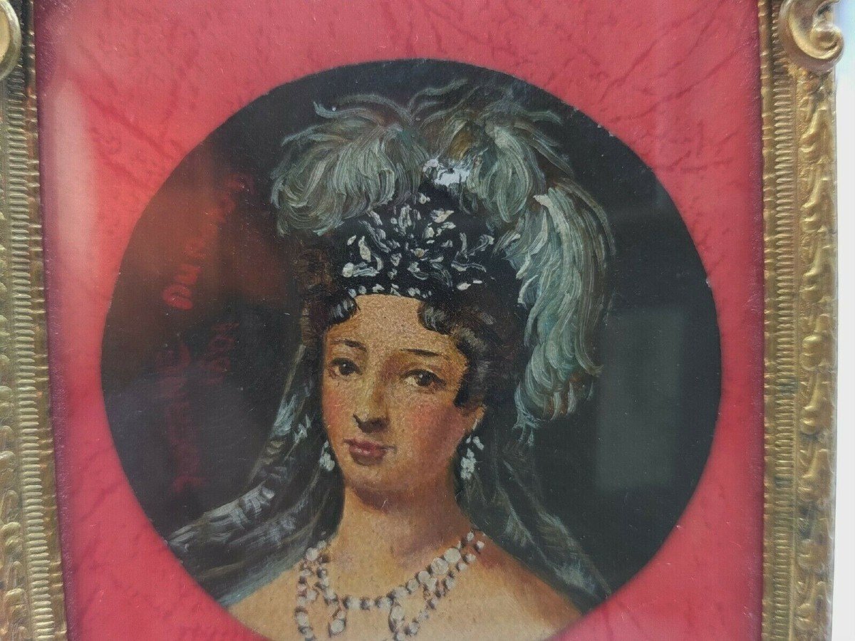 Antica Miniatura dipinto su rame Maria Teresa d Borbone Firmato Dupond 1801-photo-4