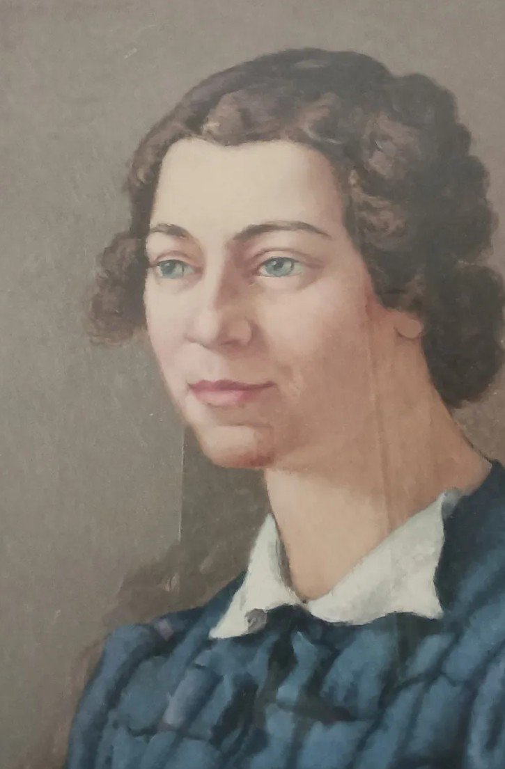 Dipinto ritratto femminile -Olio su tavola-Umberto Benedetti (Firenze 1895-1951)-photo-1
