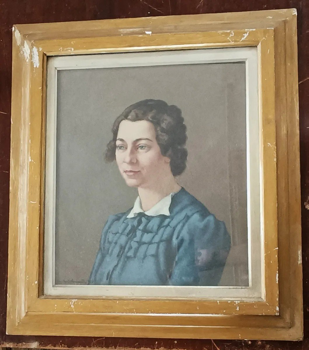 Dipinto ritratto femminile -Olio su tavola-Umberto Benedetti (Firenze 1895-1951)