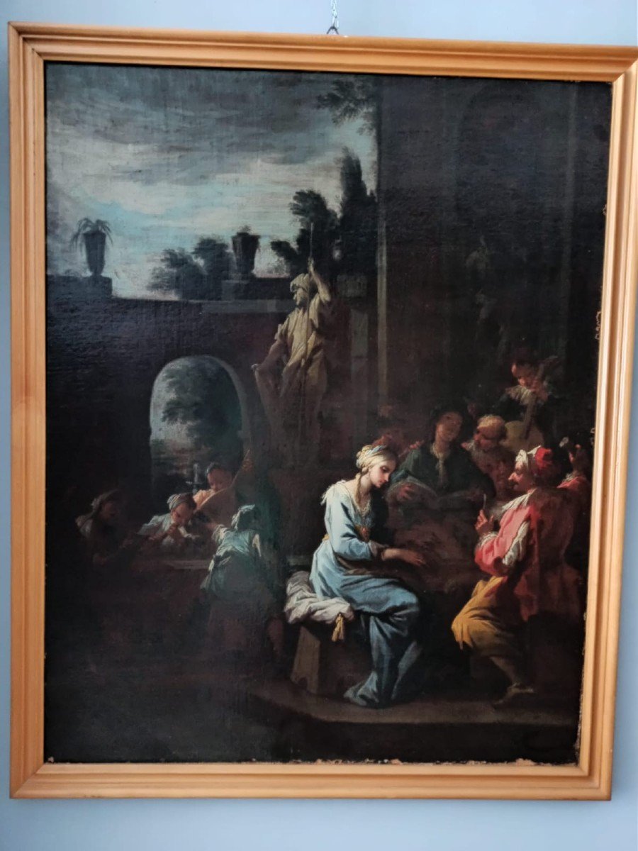 Antica coppia dipinti - scene di genere -Camillo Sagrestani ( Firenze 1660-1731)-photo-3