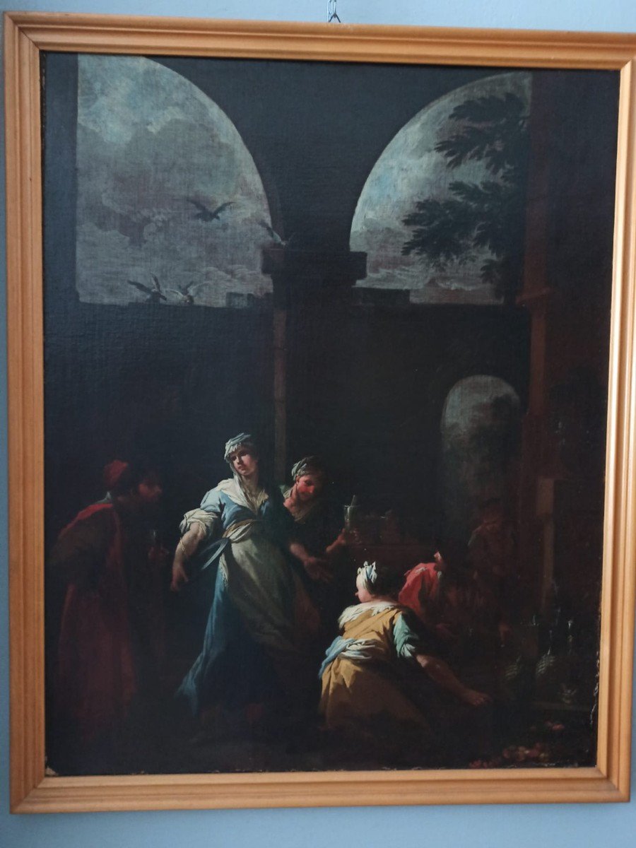 Antica coppia dipinti - scene di genere -Camillo Sagrestani ( Firenze 1660-1731)-photo-2