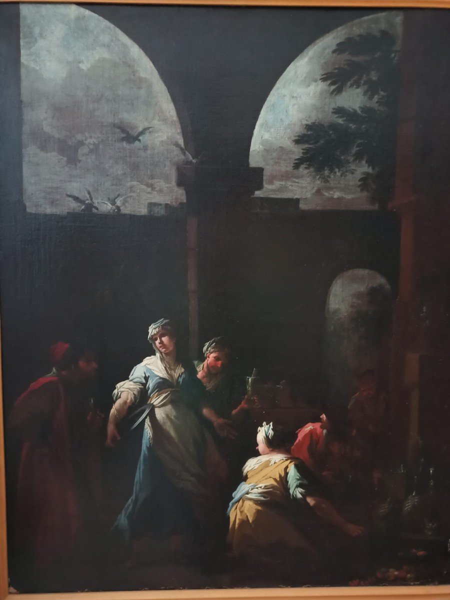 Antica coppia dipinti - scene di genere -Camillo Sagrestani ( Firenze 1660-1731)-photo-4