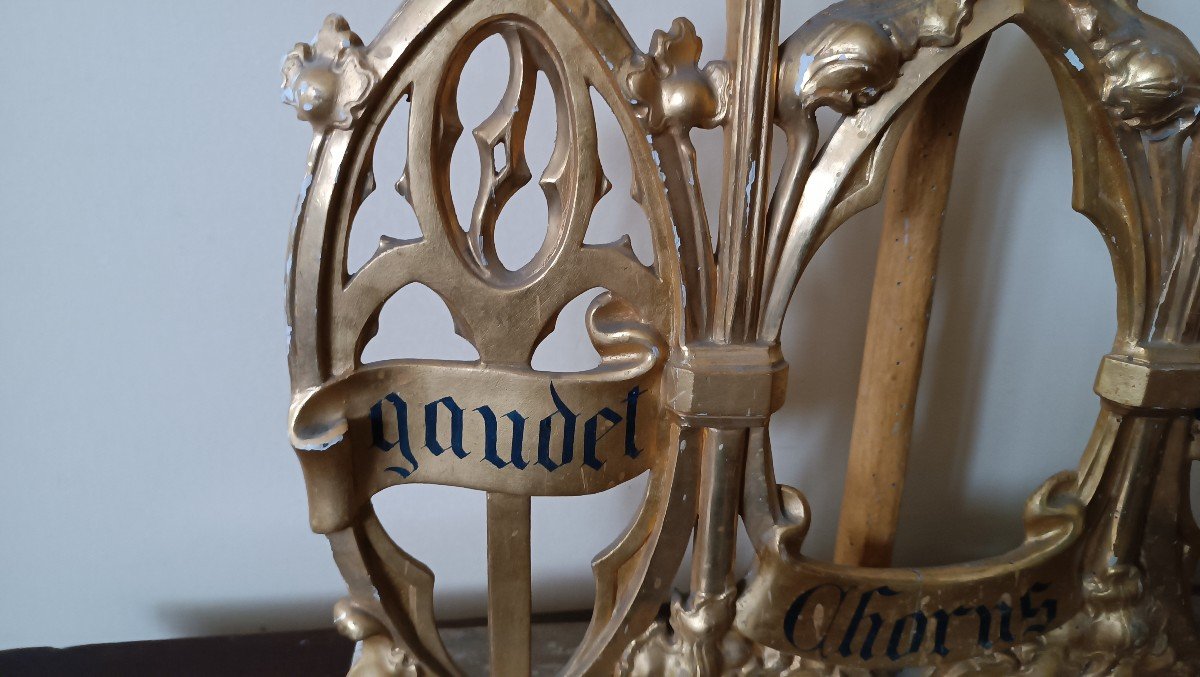 Trittico Candelieri legno dorato da altare neogotici-photo-5