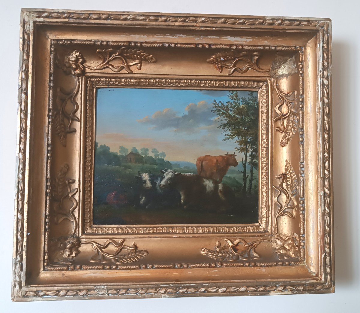 dipinto su tavola paesaggi bucolico XVIII secolo-photo-2