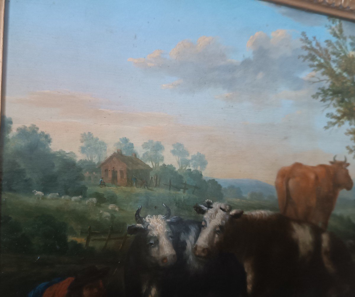dipinto su tavola paesaggi bucolico XVIII secolo-photo-6
