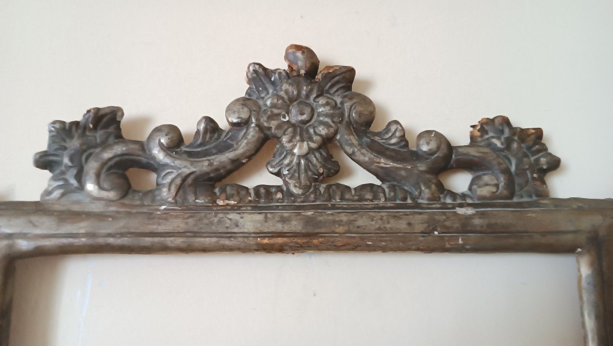 cornice antica legno argentato toscana XVIII secolo-photo-4