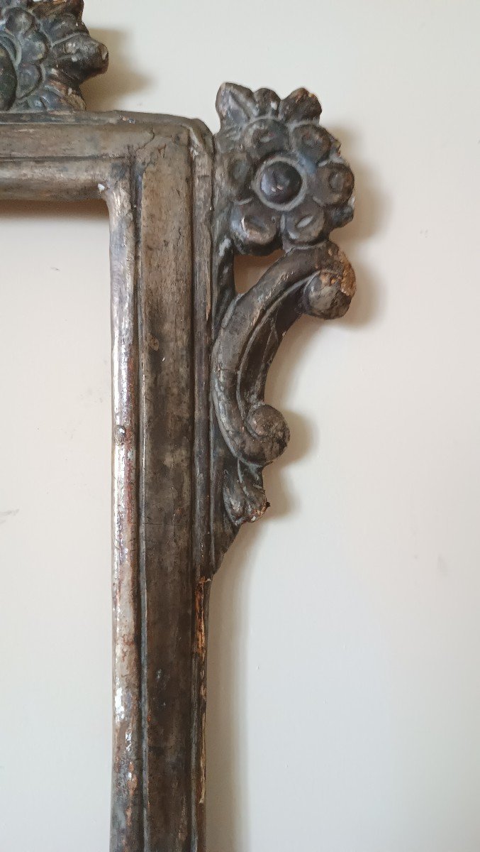 cornice antica legno argentato toscana XVIII secolo-photo-1