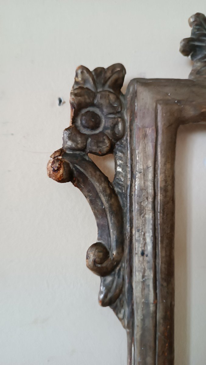 cornice antica legno argentato toscana XVIII secolo-photo-2