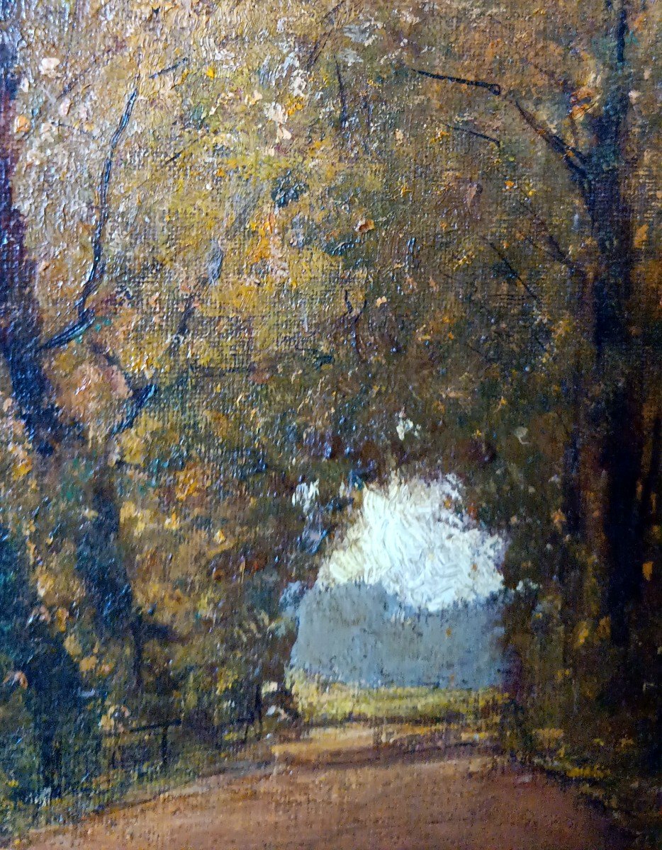 dipinto antico olio su tela scuola barbizon XIX secolo-photo-3