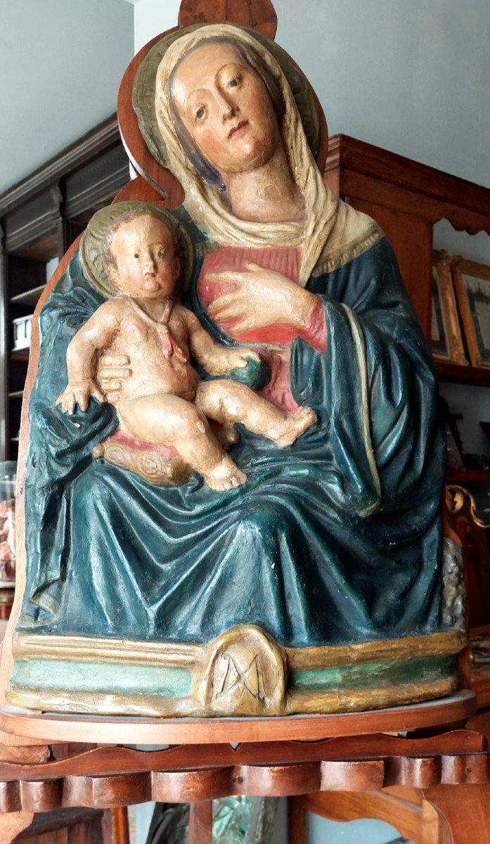 Madonna del latte scultura in cartapesta policroma inizi XVII SECOLO ITALIA-photo-2