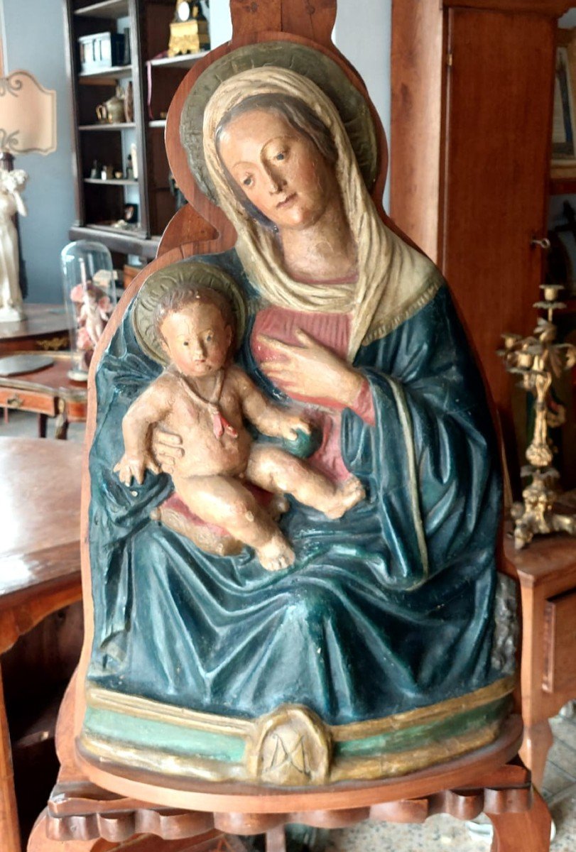 Madonna del latte scultura in cartapesta policroma inizi XVII SECOLO ITALIA