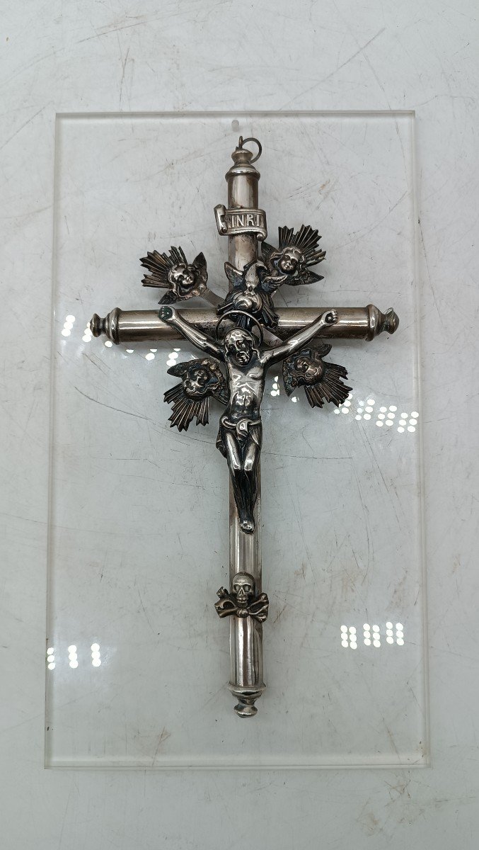 Cristo con croce -  argento XIX secolo italia