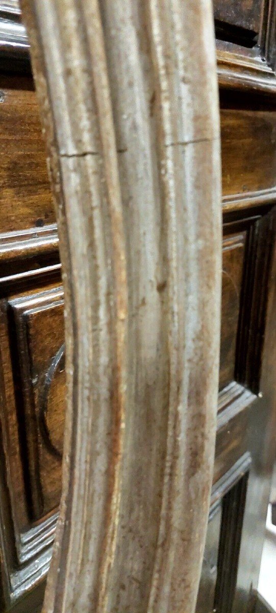 ORIGINALE CORNICE LEGNO SAGOMATA ANTICA DEL 700 ARGENTO-photo-4