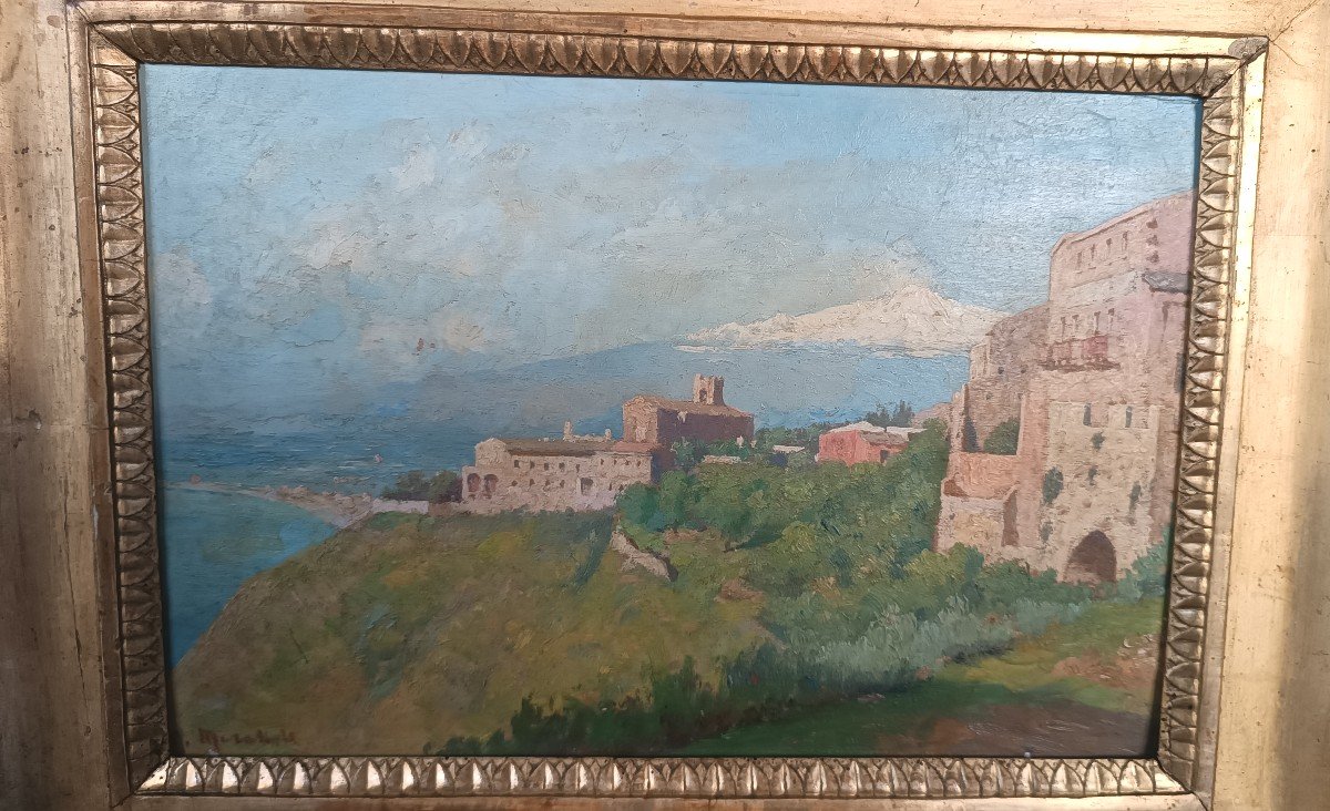 Dipinto olio su tavola - sicilia -etna- Mario Mirabella (Palermo 1870-1931 )-photo-3