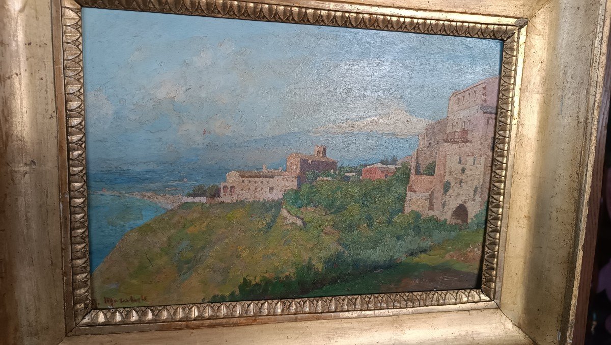 Dipinto olio su tavola - sicilia -etna- Mario Mirabella (Palermo 1870-1931 )-photo-8