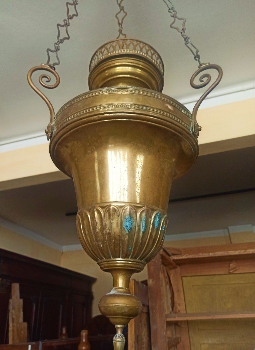 Coppia di lampade  votive  in ottone e bronzo Luigi XVI-photo-1