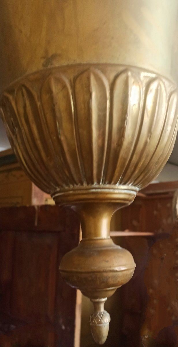 Coppia di lampade  votive  in ottone e bronzo Luigi XVI-photo-4