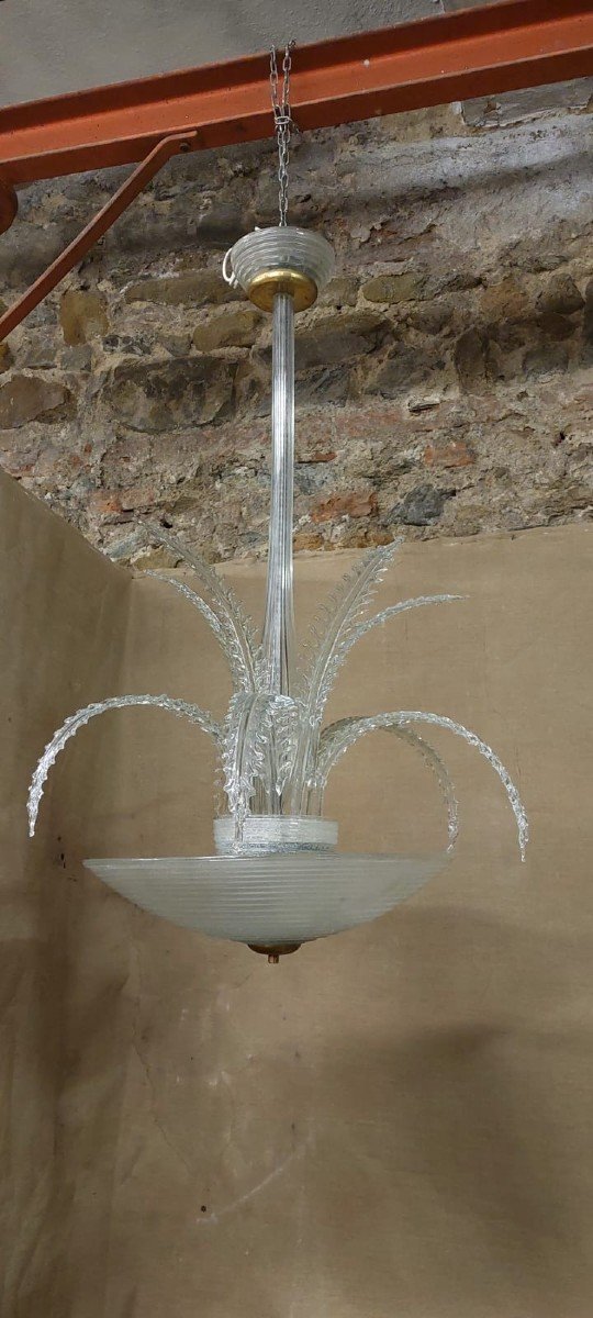 RARO LAMPADARIO ANNI 30 BAROVIER E TOSO MURANO GLASS-photo-2