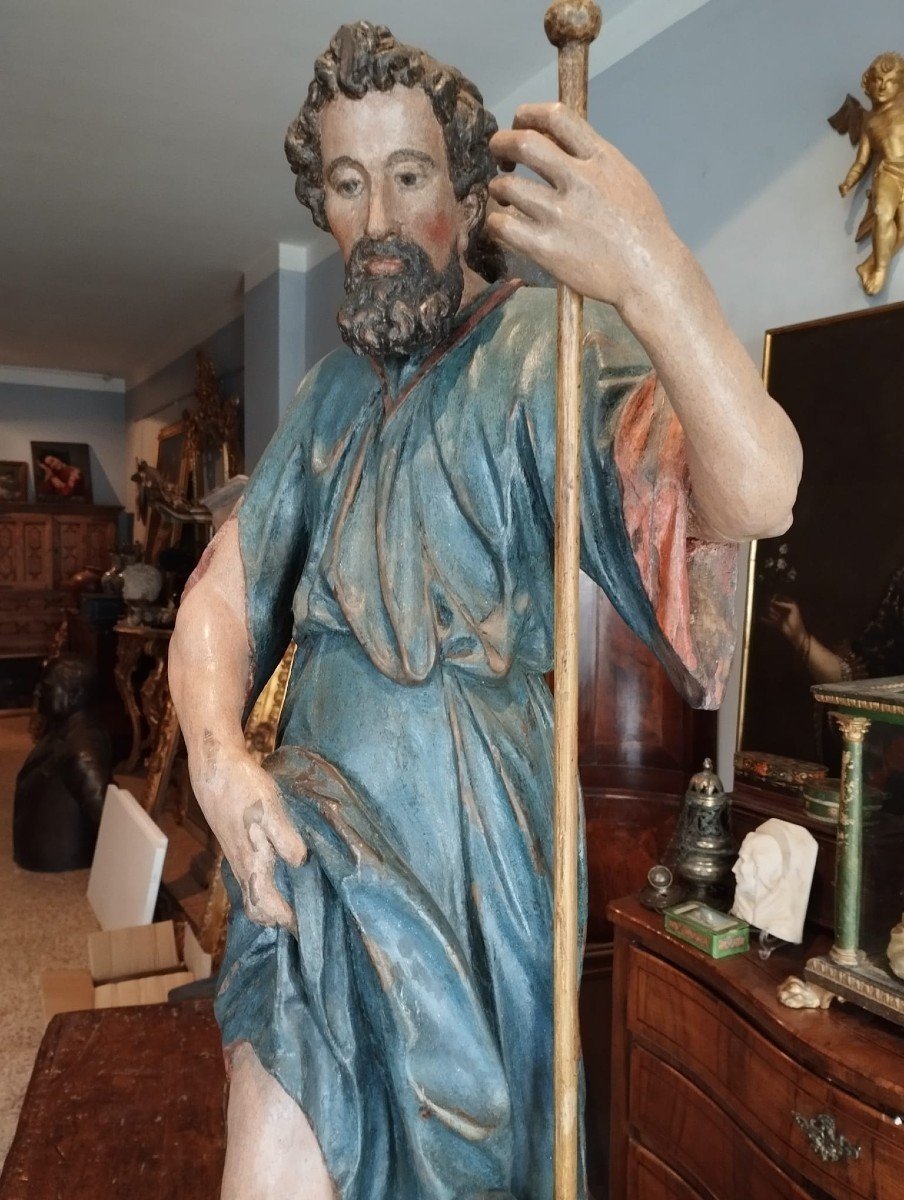 Grande scultura in legno policromo fine xvii secolo-SAN ROCCO-photo-3