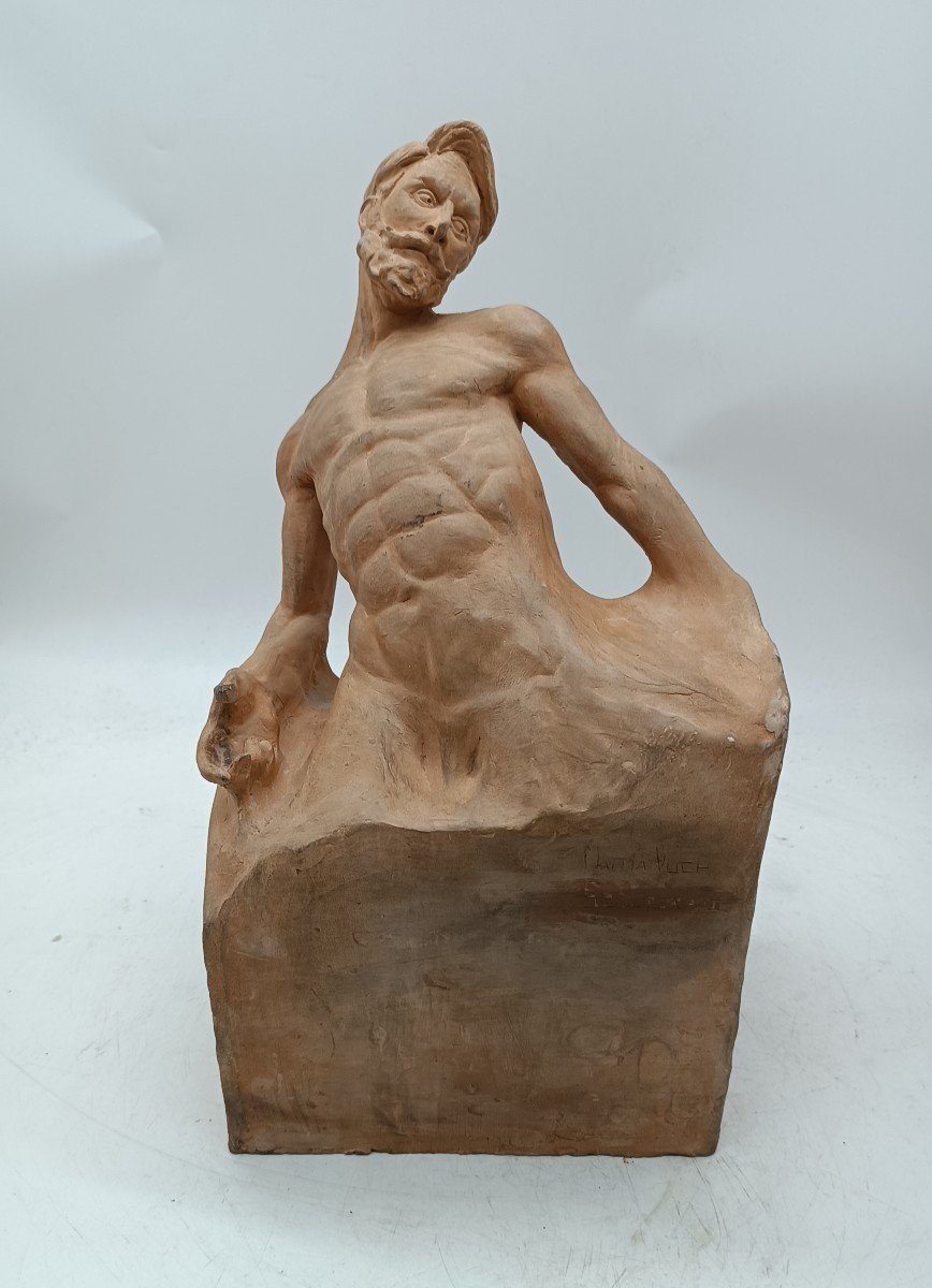 Scultura terracotta primi 900 firmata vuch