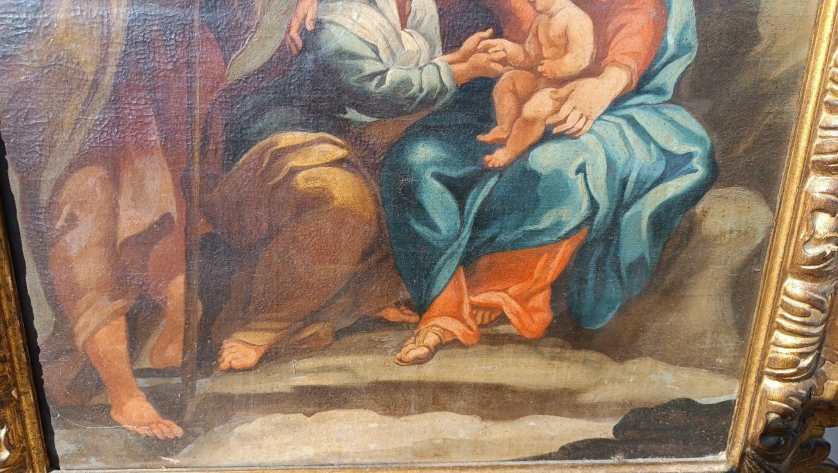 Antico dipinto olio su tela - Sacra Famiglia -Scuola italiana XVIII SECOLO-photo-1