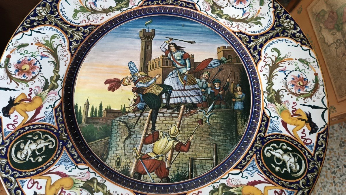 Grandissimo piatto da parata maiolica anni 20 Faenza Giuseppe Fiumi - 57 cm-photo-3