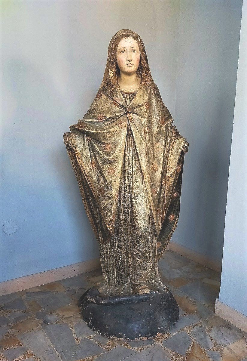 Grande scultura terracotta raffigurante madonna XVII secolo roma-photo-2