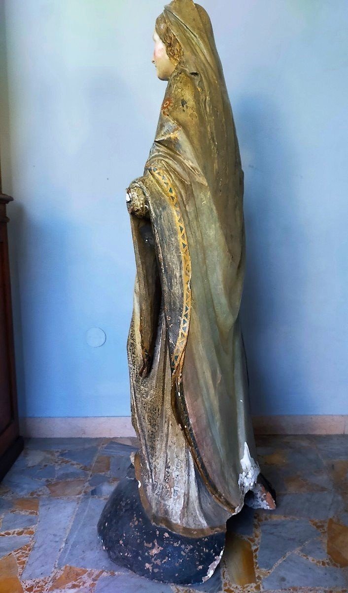 Grande scultura terracotta raffigurante madonna XVII secolo roma-photo-3