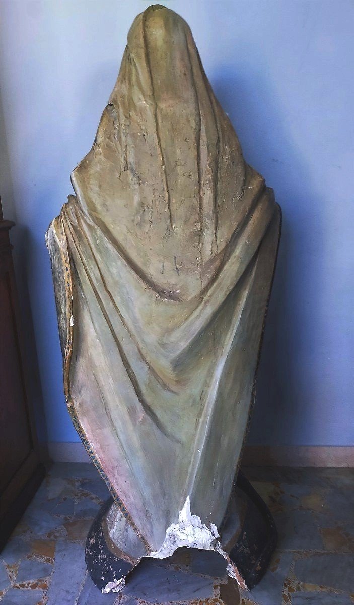 Grande scultura terracotta raffigurante madonna XVII secolo roma-photo-1