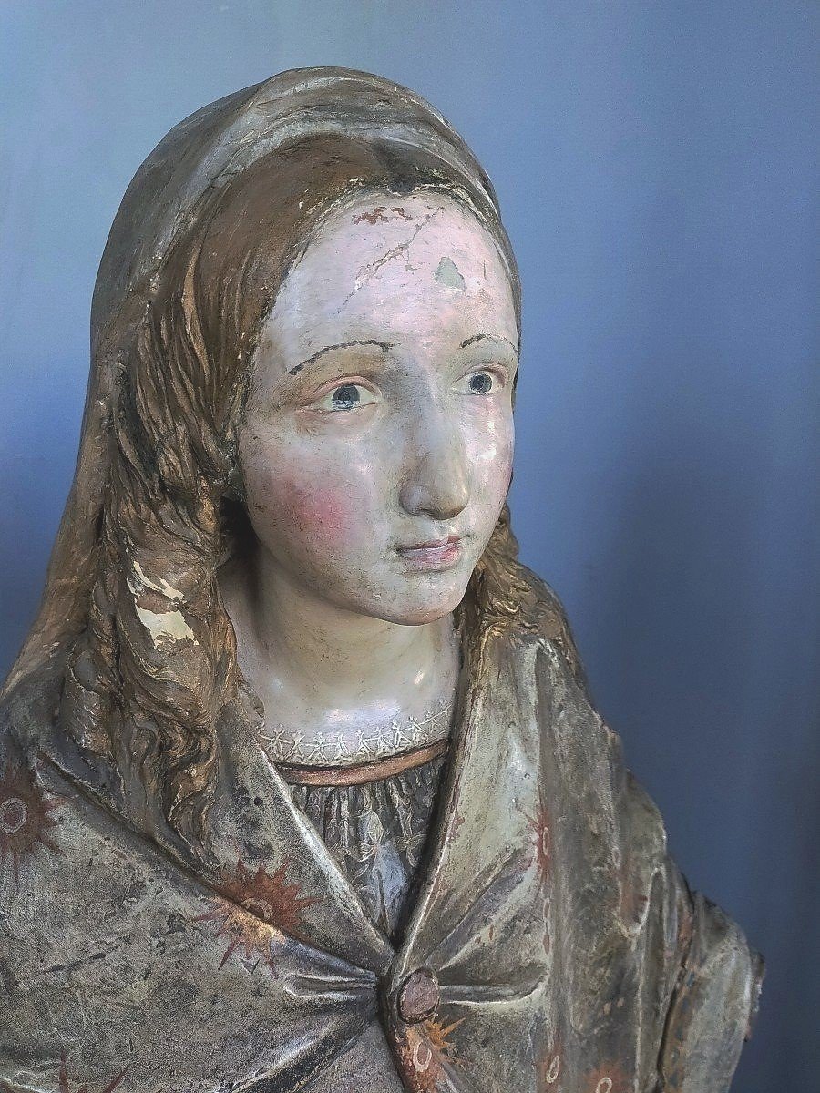 Grande scultura terracotta raffigurante madonna XVII secolo roma-photo-2