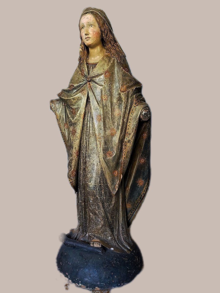 Grande scultura terracotta raffigurante madonna XVII secolo roma-photo-7