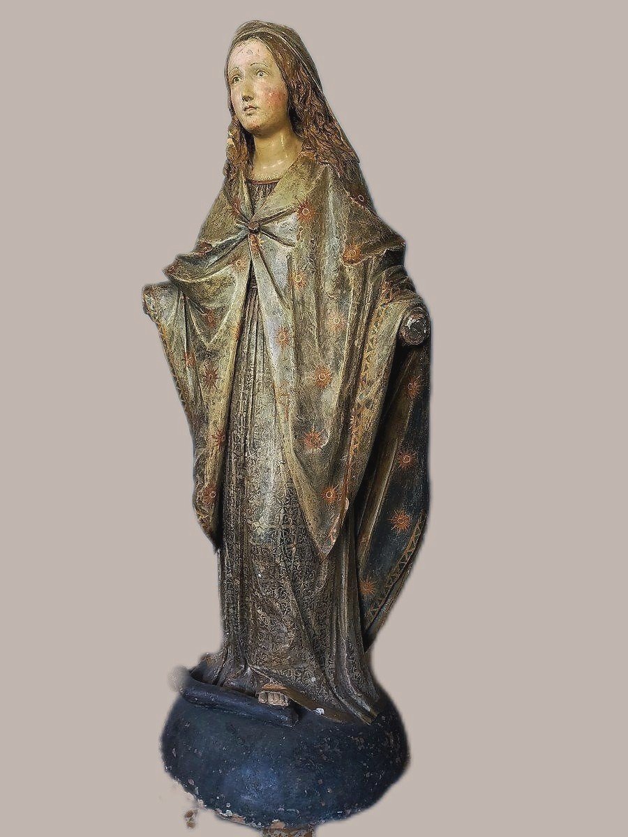 Grande scultura terracotta raffigurante madonna XVII secolo roma