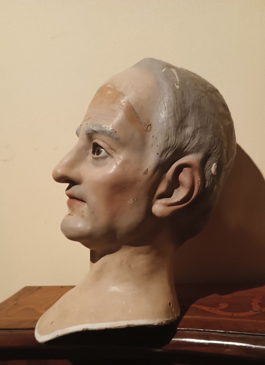 Antica Grande testa busto devozionale da manichino cartapesta occhi vetro-photo-4