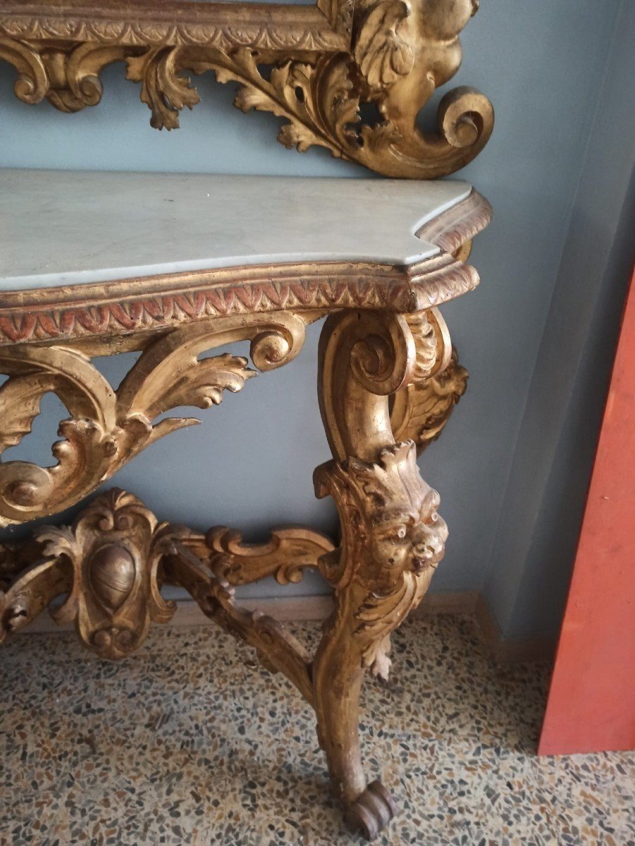 Consolle con specchiera legno dorato XIX secolo Toscana-photo-4