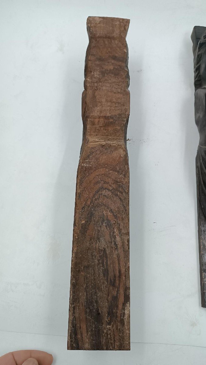 Coppia applicazioni legno di noce antiche XVIII secolo-photo-4