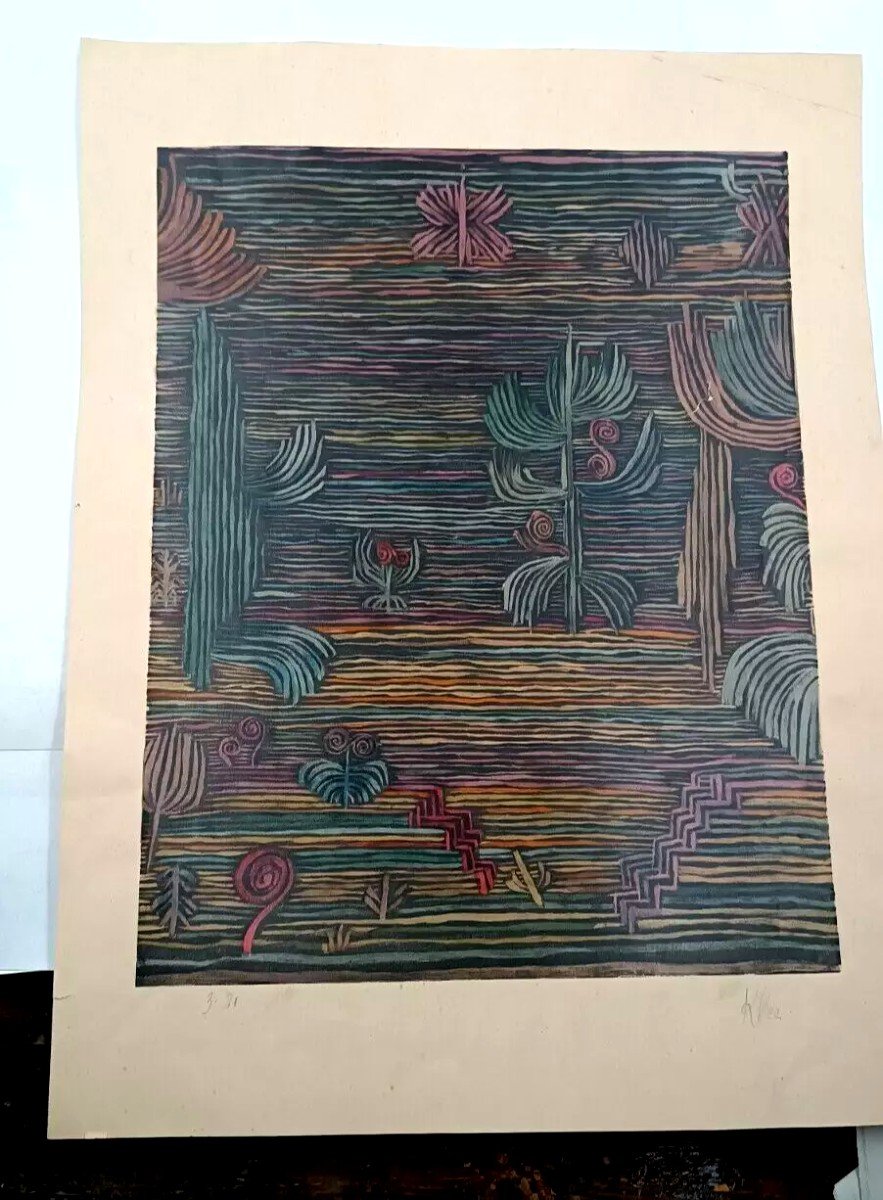 LITOGRAFIA NUMERATA PAUL KLEE "GIARDINO ESOTICO" FIRMATA