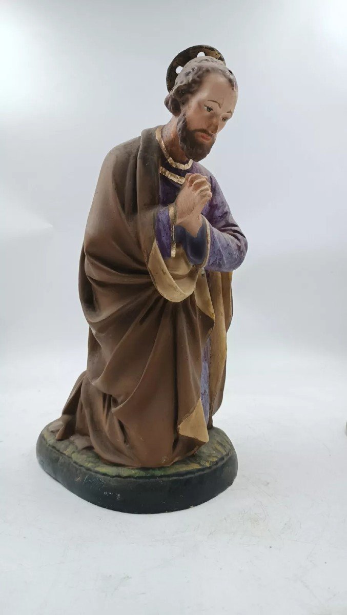 Grande statua presepe gesso dipinto SAN GIUSEPPE ANNI PRIMI 900