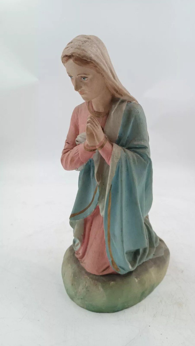 statua presepe gesso dipinto MADONNA MARIA VERGINE ANNI PRIMI 900-photo-2